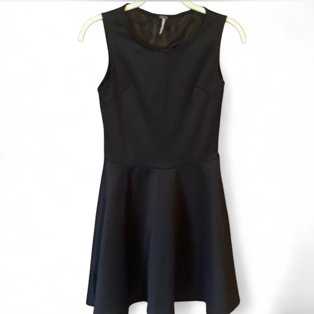 Poof! Black Sleeveless Mini Dress Sheer Skull details on back